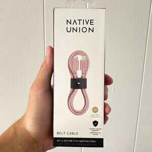 Native Union Belt Cable USB-C /8 Pin (Apple) - 4ft / 1.2m- Rose / Pink